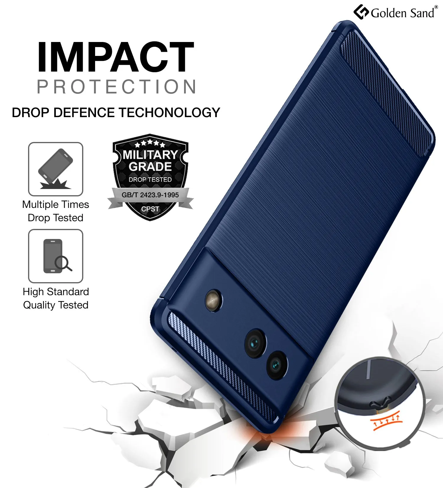 Carbon Fibre Series Shockproof Armor Back Cover for Google Pixel 6a, 6.1 inch, Blue