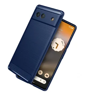 Carbon Fibre Series Shockproof Armor Back Cover for Google Pixel 6a, 6.1 inch, Blue