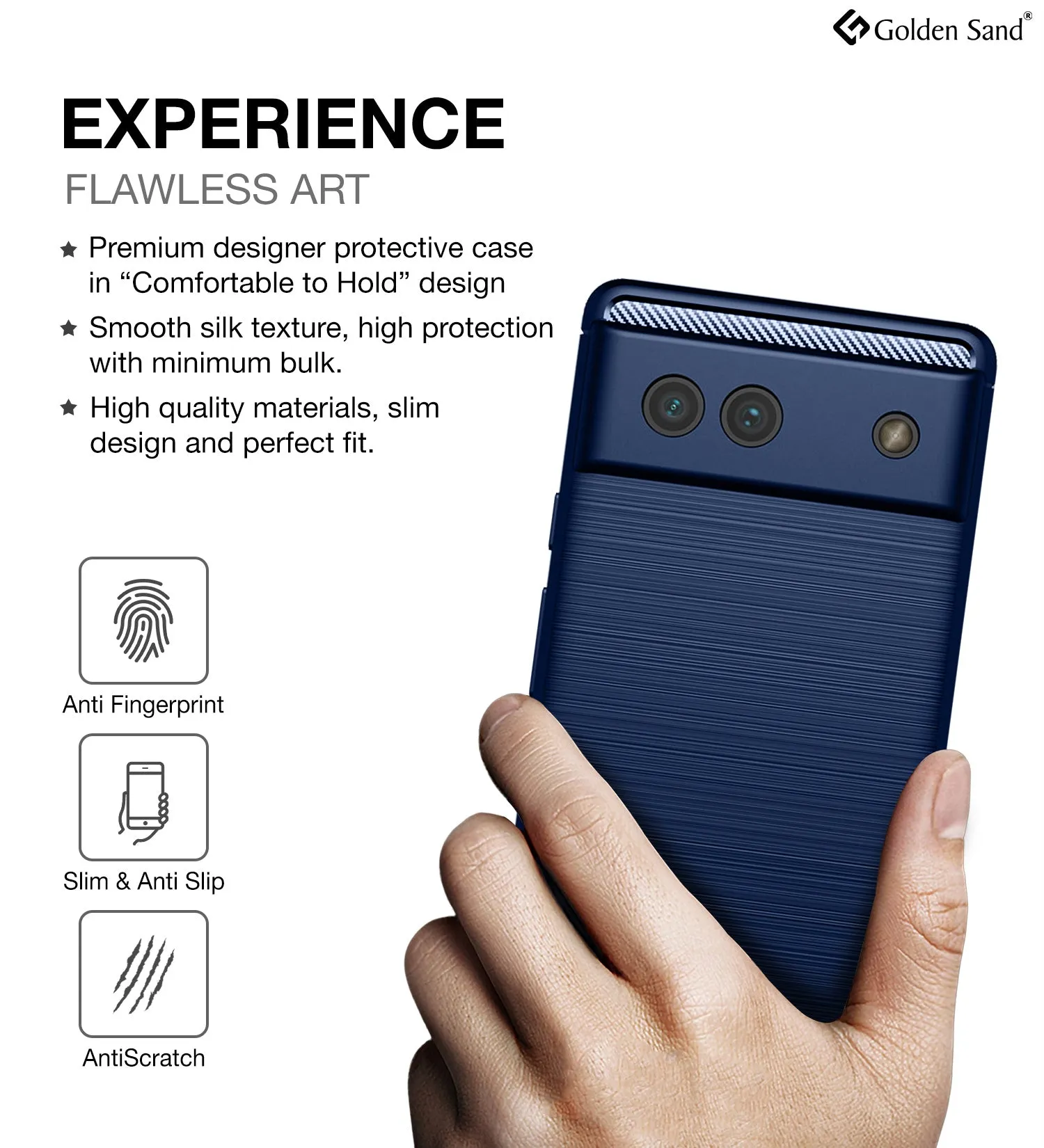 Carbon Fibre Series Shockproof Armor Back Cover for Google Pixel 6a, 6.1 inch, Blue