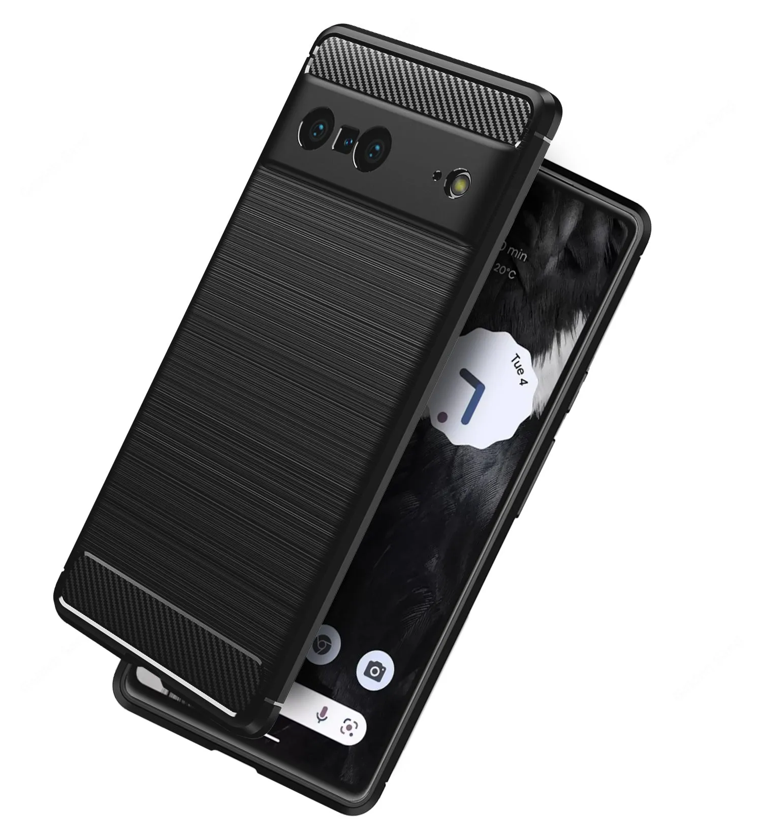 Carbon Fibre Series Shockproof Armor Back Cover for Google Pixel 7 5G, 6.3 inch, Black