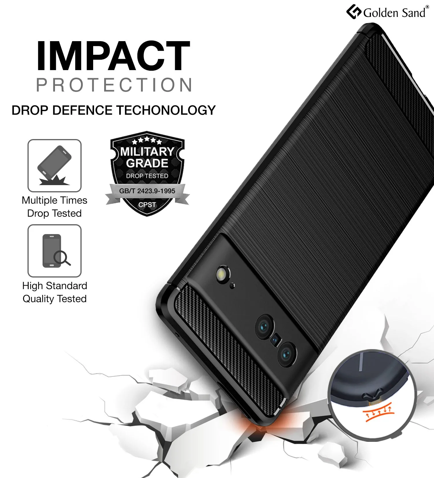 Carbon Fibre Series Shockproof Armor Back Cover for Google Pixel 7 5G, 6.3 inch, Black