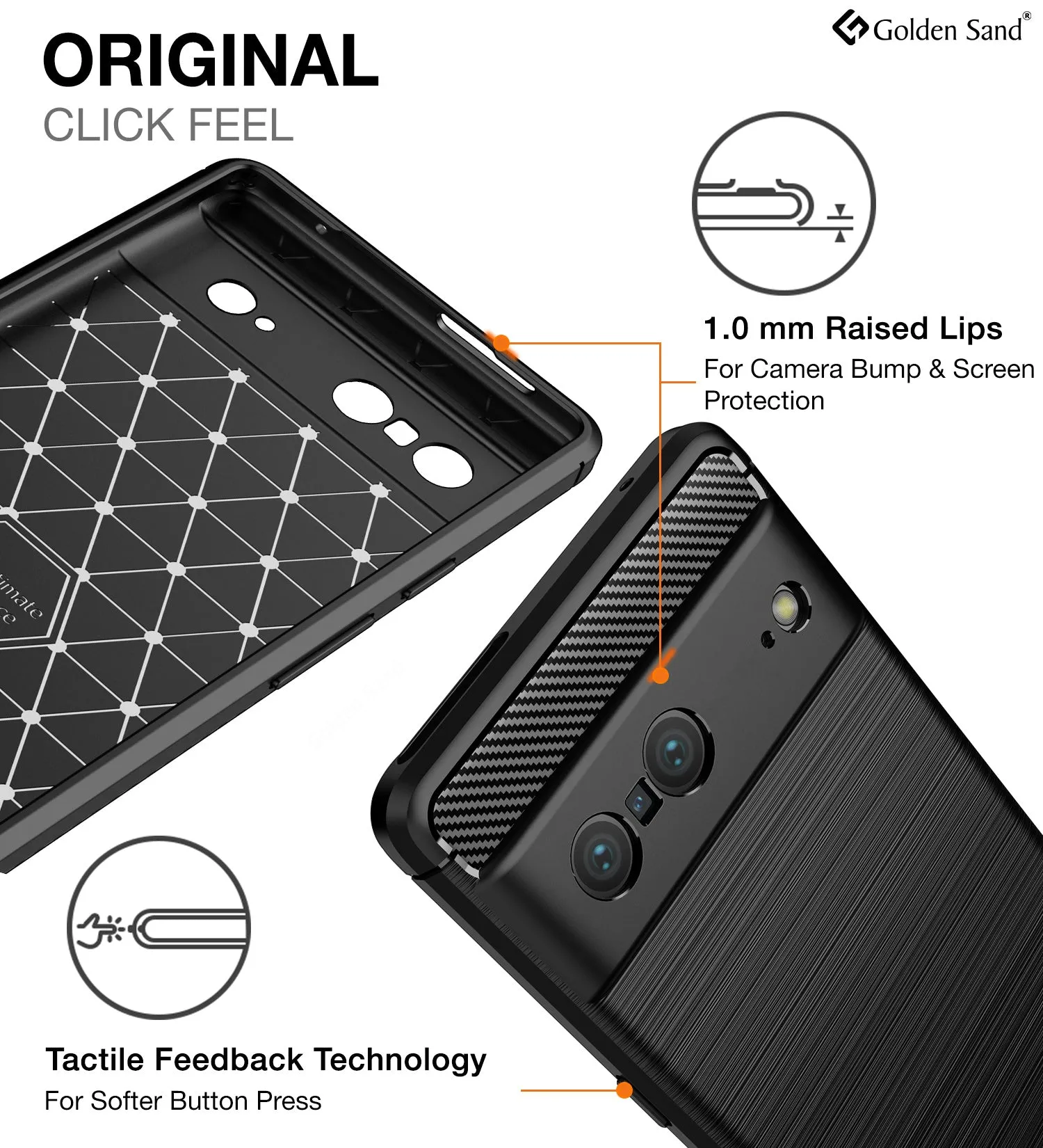 Carbon Fibre Series Shockproof Armor Back Cover for Google Pixel 7 5G, 6.3 inch, Black