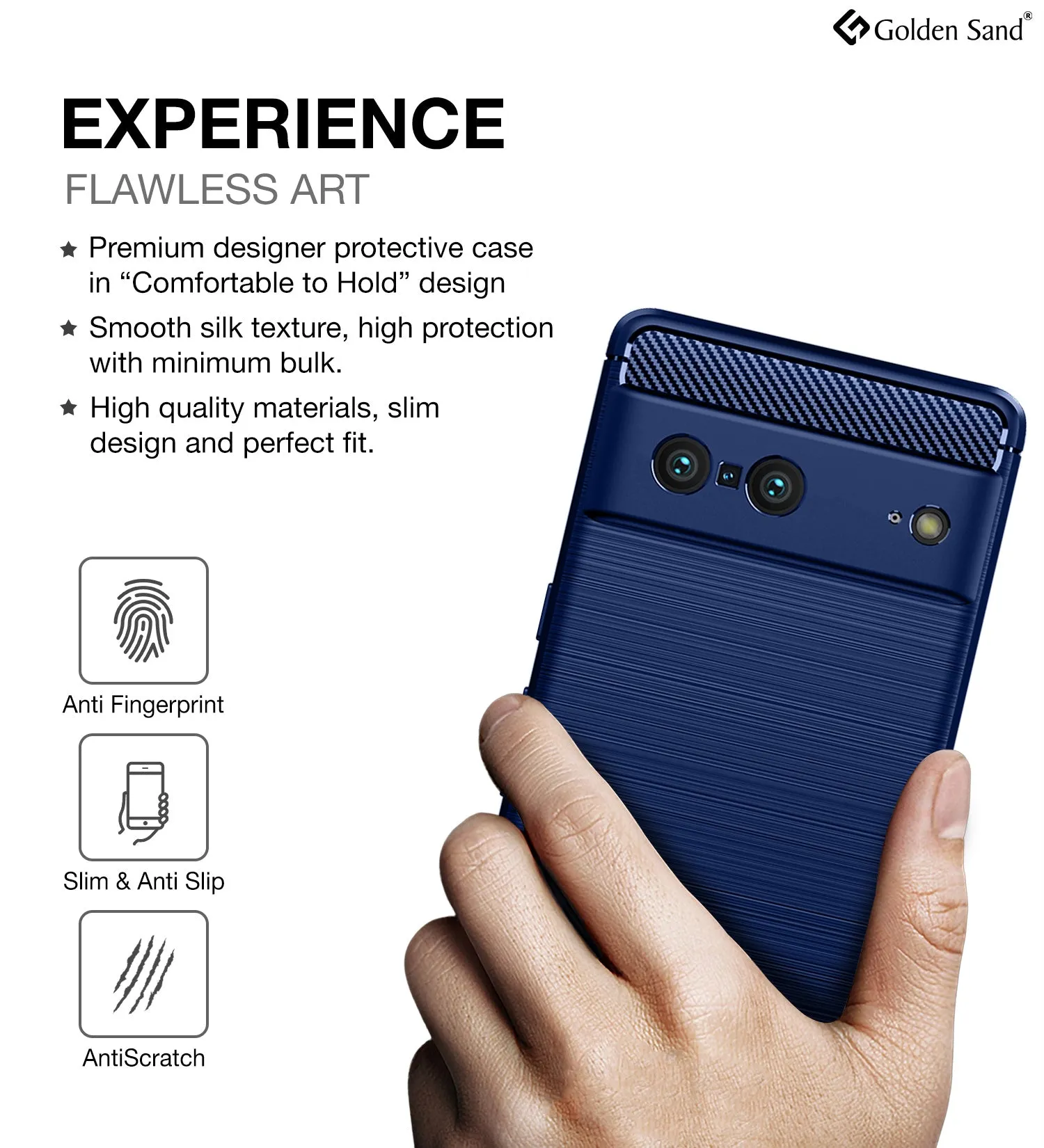 Carbon Fibre Series Shockproof Armor Back Cover for Google Pixel 7 5G, 6.3 inch, Blue