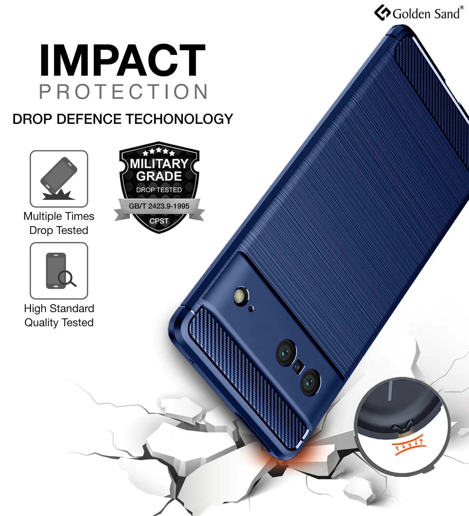 Carbon Fibre Series Shockproof Armor Back Cover for Google Pixel 7 5G, 6.3 inch, Blue