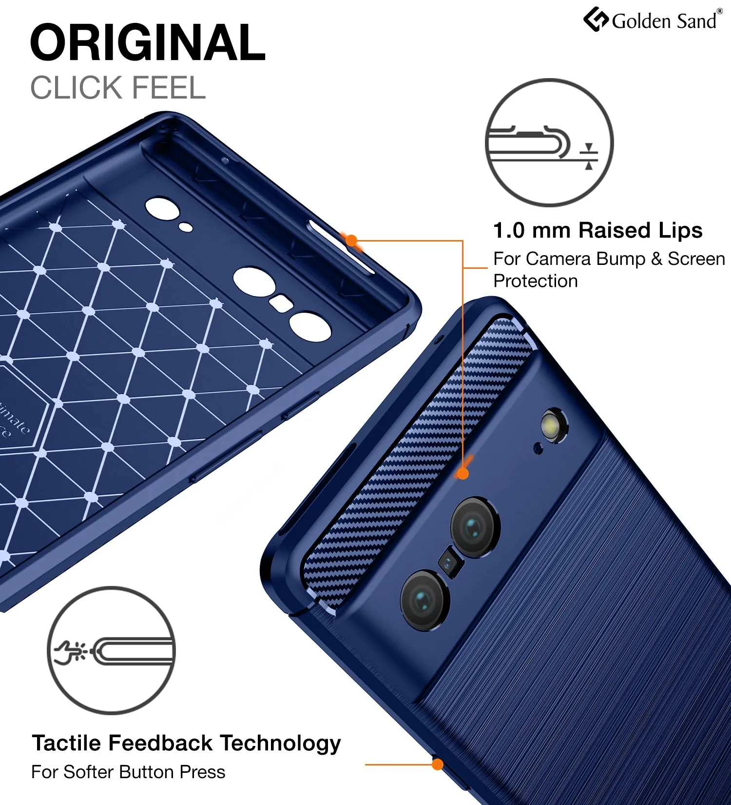 Carbon Fibre Series Shockproof Armor Back Cover for Google Pixel 7 5G, 6.3 inch, Blue