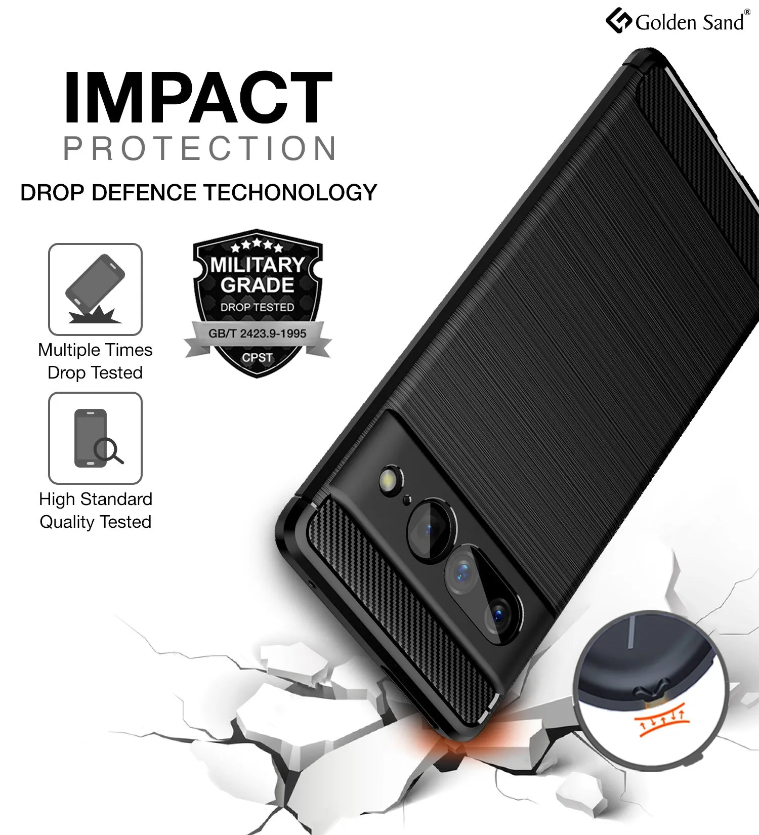Carbon Fibre Series Shockproof Armor Back Cover for Google Pixel 7 Pro 5G, 6.7 inch, Black