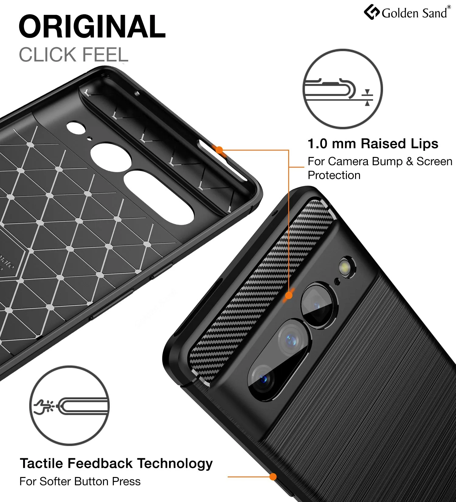 Carbon Fibre Series Shockproof Armor Back Cover for Google Pixel 7 Pro 5G, 6.7 inch, Black