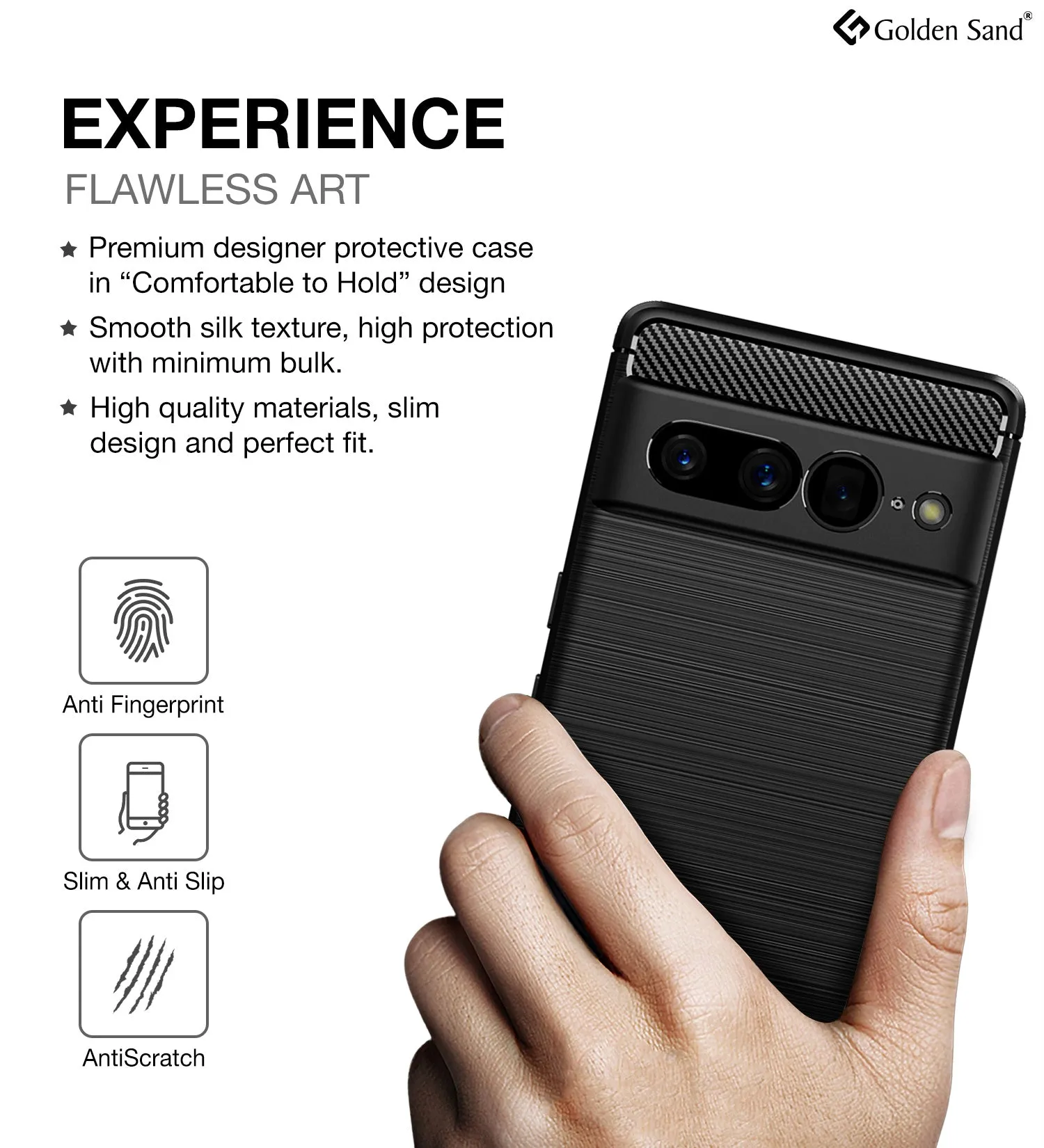 Carbon Fibre Series Shockproof Armor Back Cover for Google Pixel 7 Pro 5G, 6.7 inch, Black