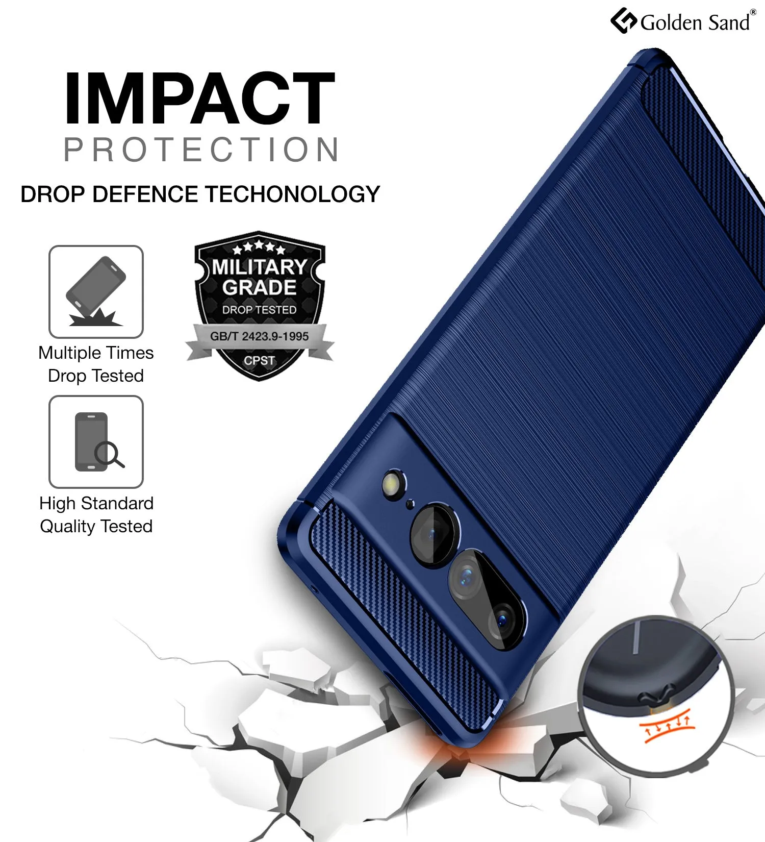 Carbon Fibre Series Shockproof Armor Back Cover for Google Pixel 7 Pro 5G, 6.7 inch, Blue