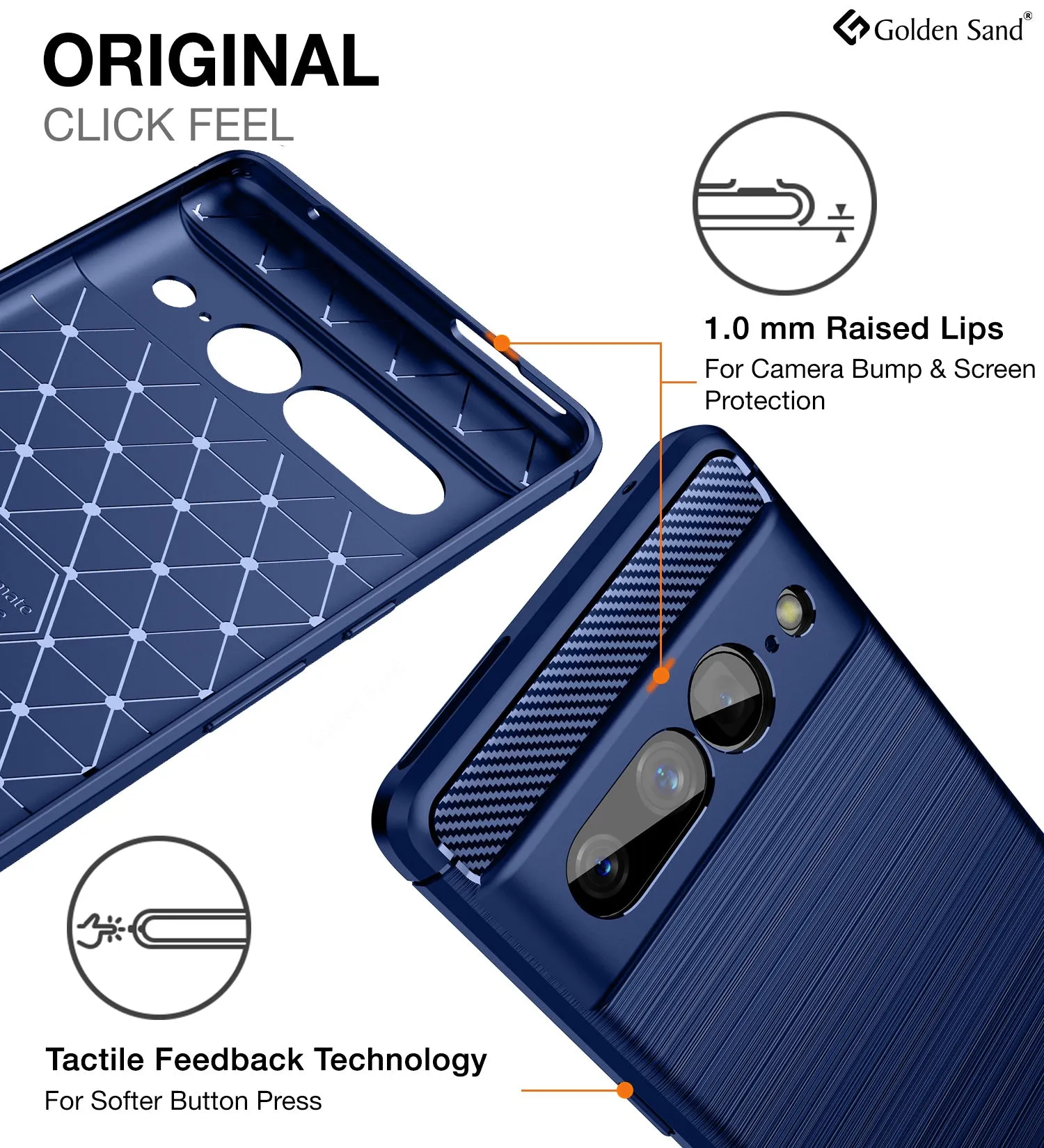 Carbon Fibre Series Shockproof Armor Back Cover for Google Pixel 7 Pro 5G, 6.7 inch, Blue