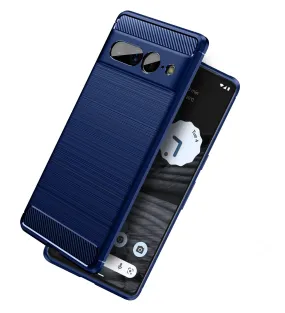 Carbon Fibre Series Shockproof Armor Back Cover for Google Pixel 7 Pro 5G, 6.7 inch, Blue