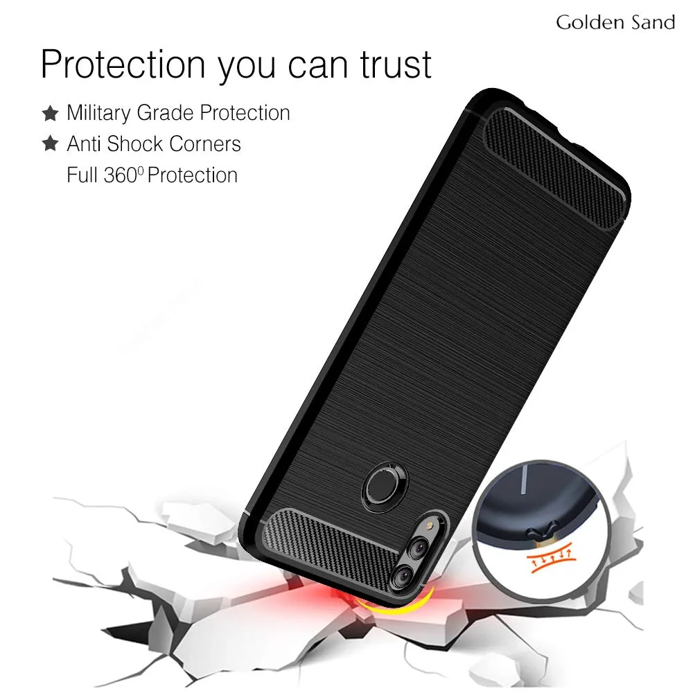 Carbon Fibre Series Shockproof Armor Back Cover for Honor 8x 6.5 inch, Black
