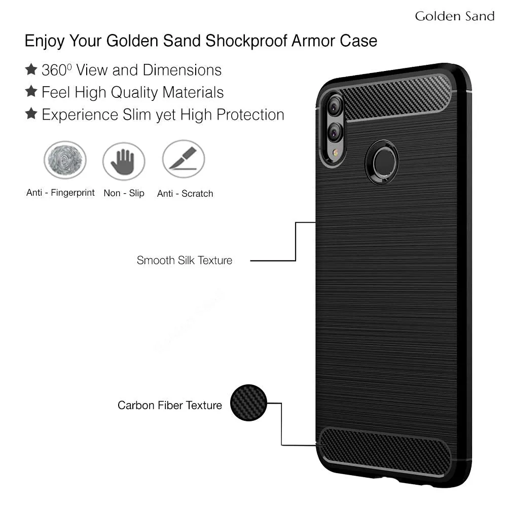 Carbon Fibre Series Shockproof Armor Back Cover for Honor 8x 6.5 inch, Black