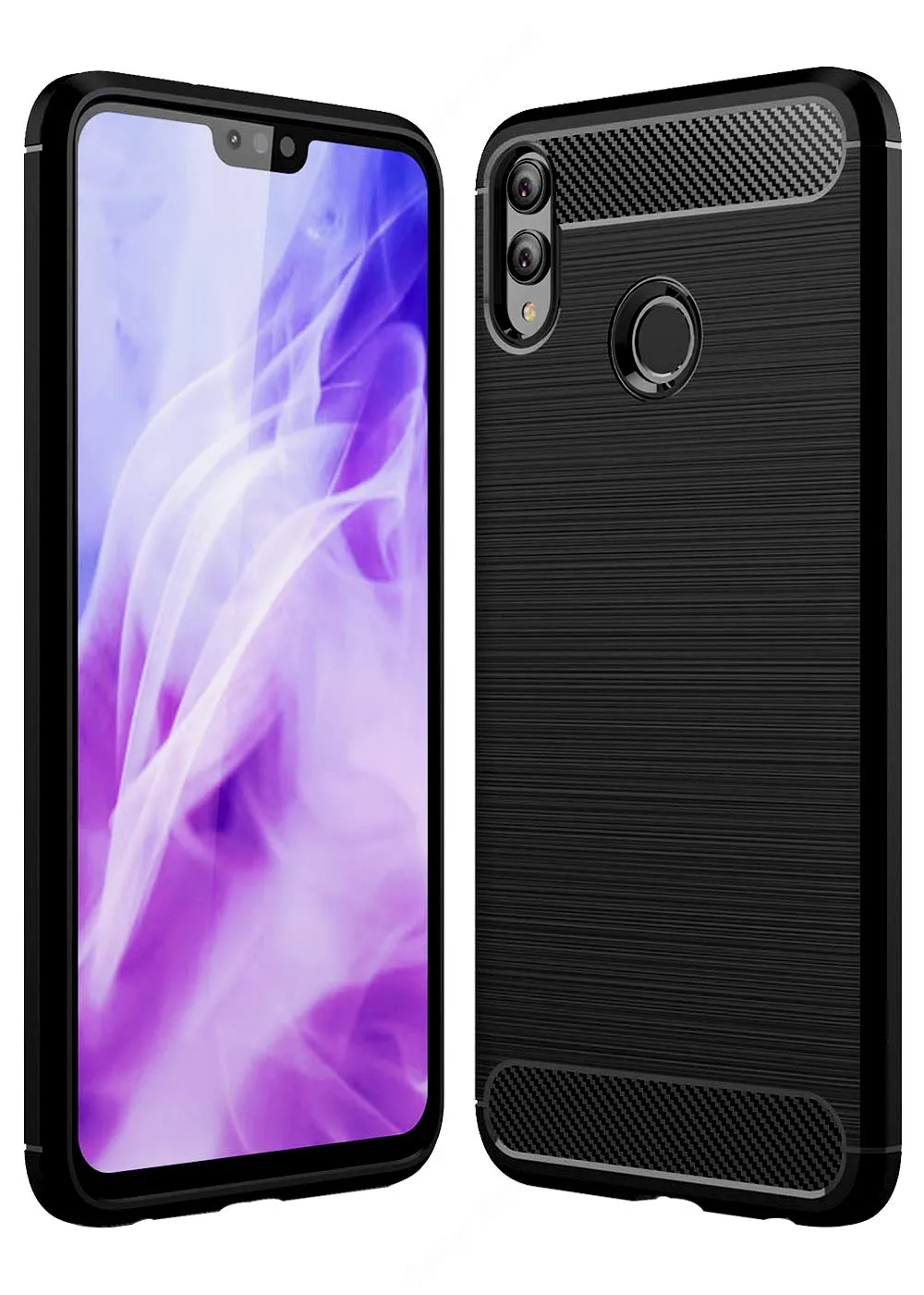 Carbon Fibre Series Shockproof Armor Back Cover for Honor 8x 6.5 inch, Black