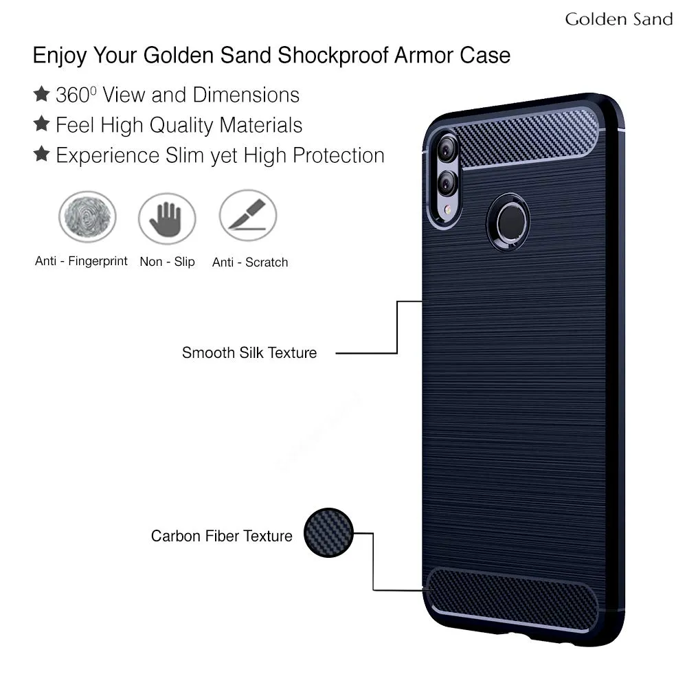 Carbon Fibre Series Shockproof Armor Back Cover for Honor 8x, 6.5 inch, Blue
