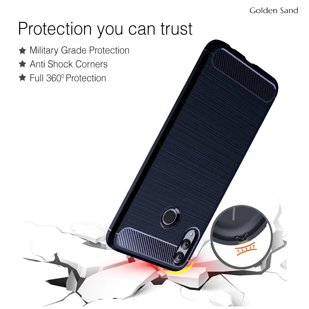 Carbon Fibre Series Shockproof Armor Back Cover for Honor 8x, 6.5 inch, Blue