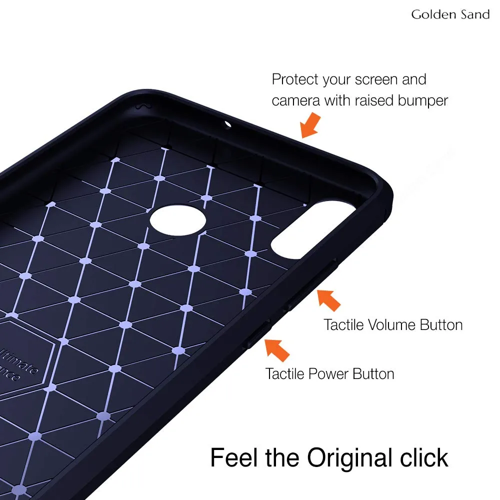 Carbon Fibre Series Shockproof Armor Back Cover for Honor 8x, 6.5 inch, Blue