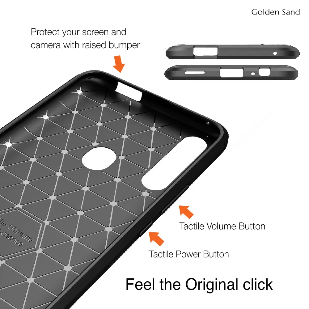 Carbon Fibre Series Shockproof Armor Back Cover for Honor 9X, Huawei Y9 Prime 2019 6.5 inch, Black