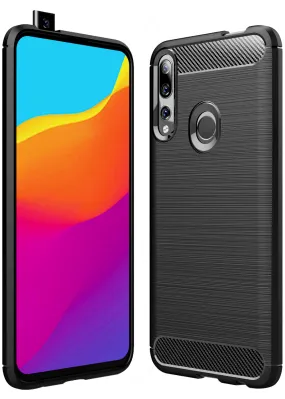 Carbon Fibre Series Shockproof Armor Back Cover for Honor 9X, Huawei Y9 Prime 2019 6.5 inch, Black