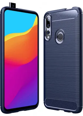 Carbon Fibre Series Shockproof Armor Back Cover for Honor 9X, Huawei Y9 Prime 2019 6.5 inch, Blue