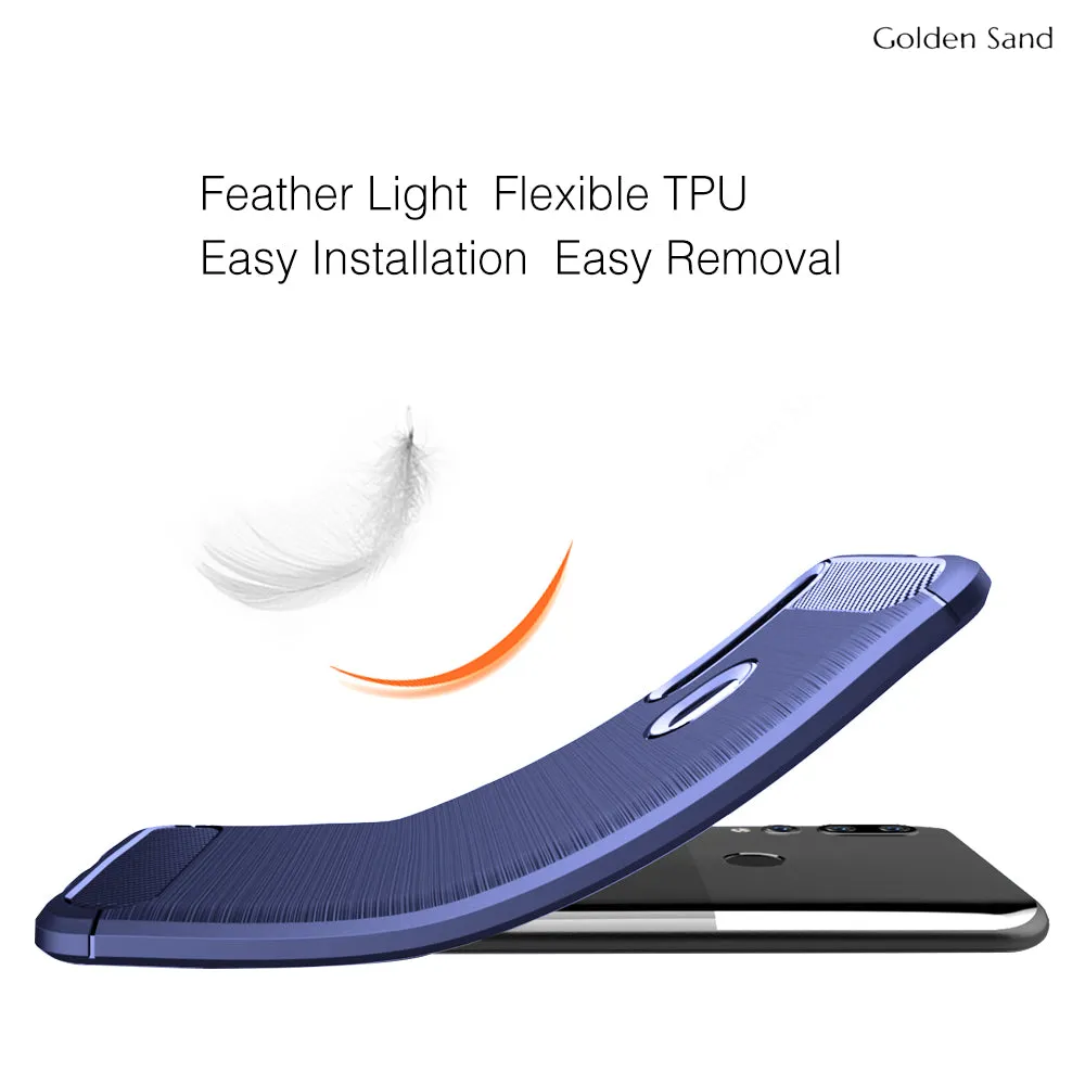 Carbon Fibre Series Shockproof Armor Back Cover for Honor 9X, Huawei Y9 Prime 2019 6.5 inch, Blue