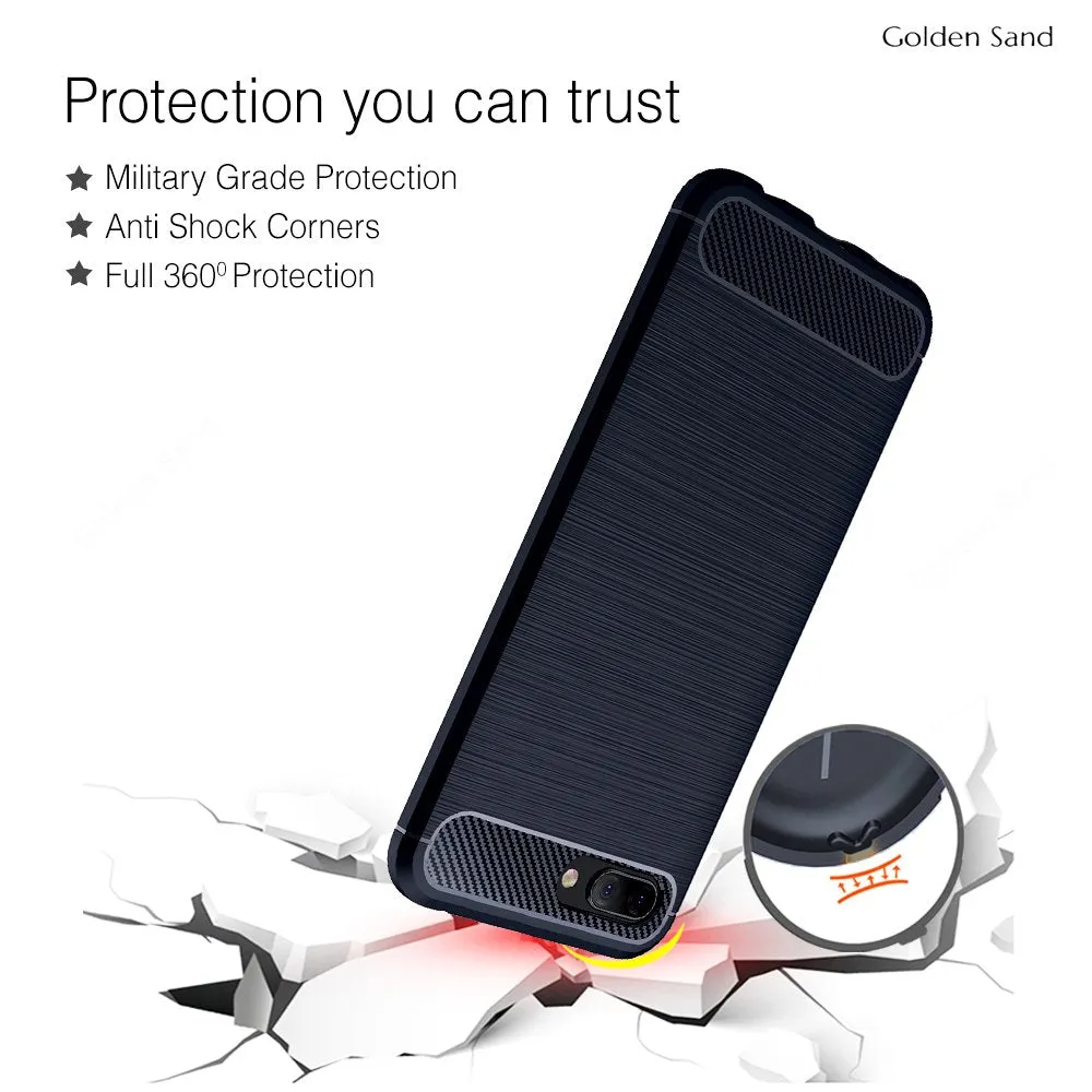 Carbon Fibre Series Shockproof Armor Back Cover for Huawei Honor 10, Blue