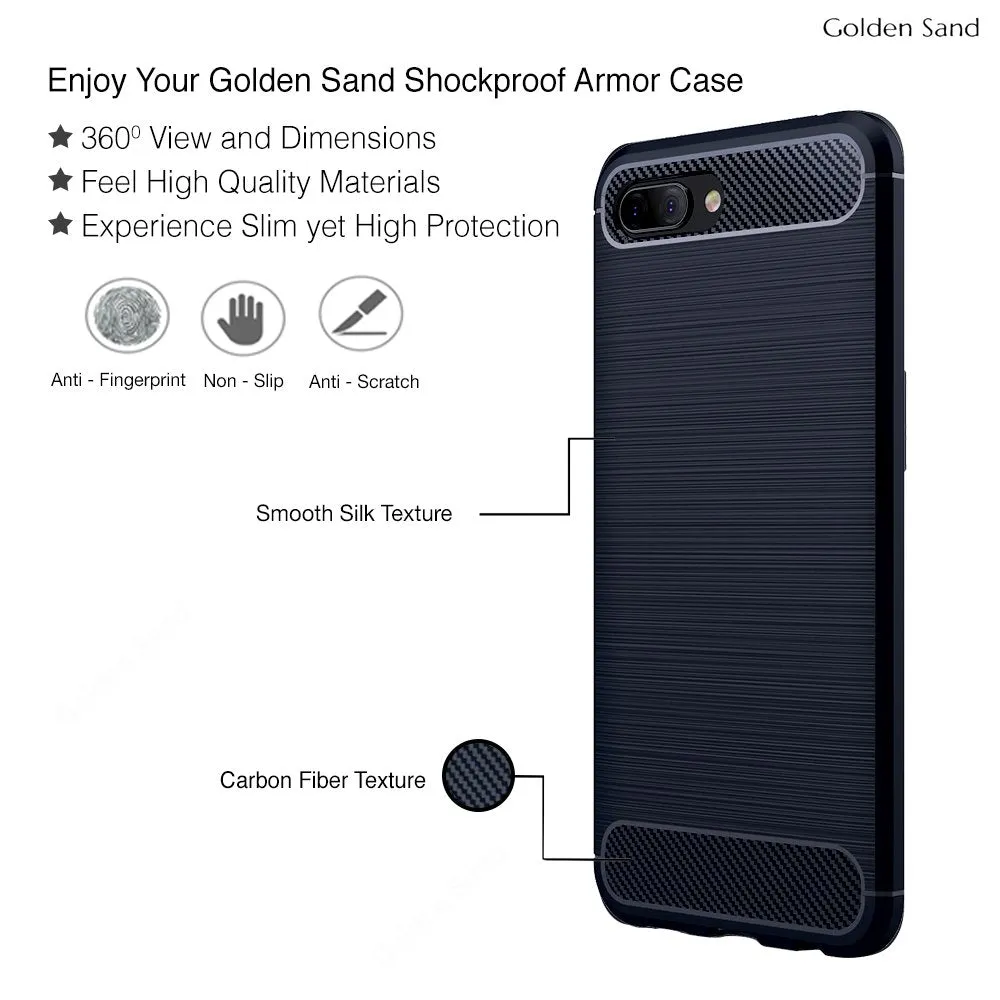 Carbon Fibre Series Shockproof Armor Back Cover for Huawei Honor 10, Blue