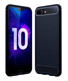 Carbon Fibre Series Shockproof Armor Back Cover for Huawei Honor 10, Blue
