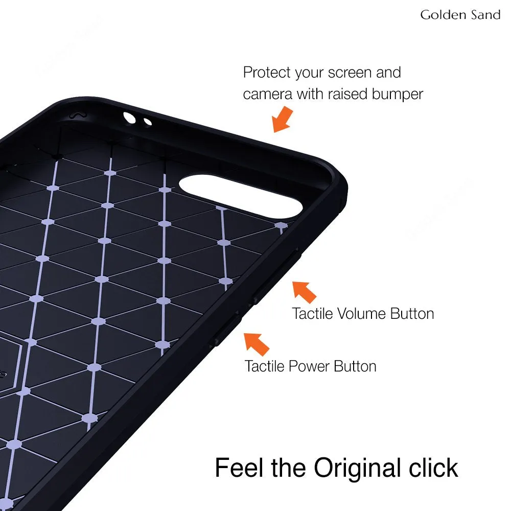 Carbon Fibre Series Shockproof Armor Back Cover for Huawei Honor 10, Blue