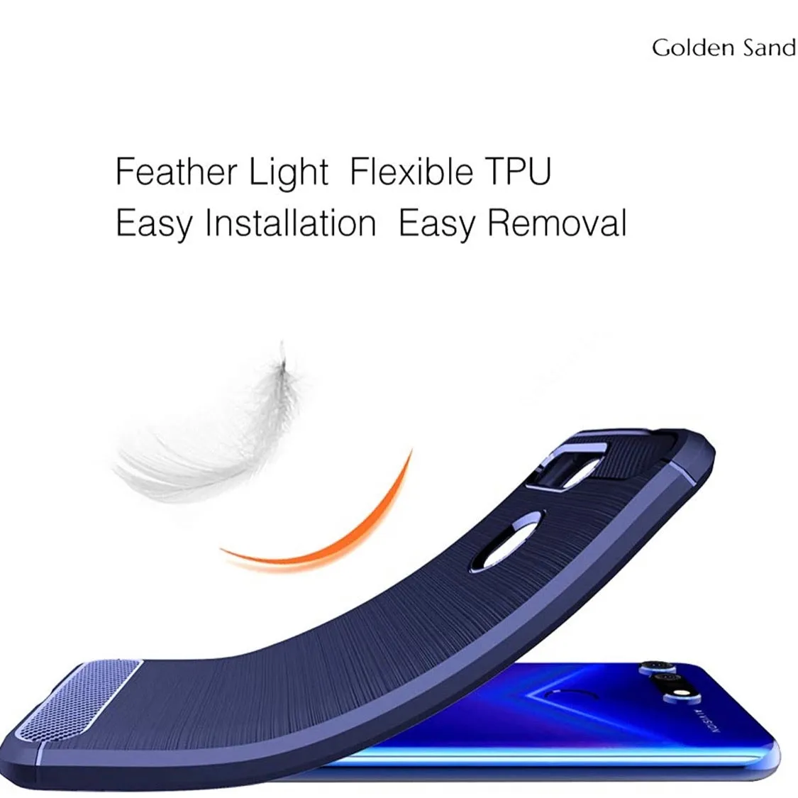 Carbon Fibre Series Shockproof Armor Back Cover for Huawei Honor View 20, Blue