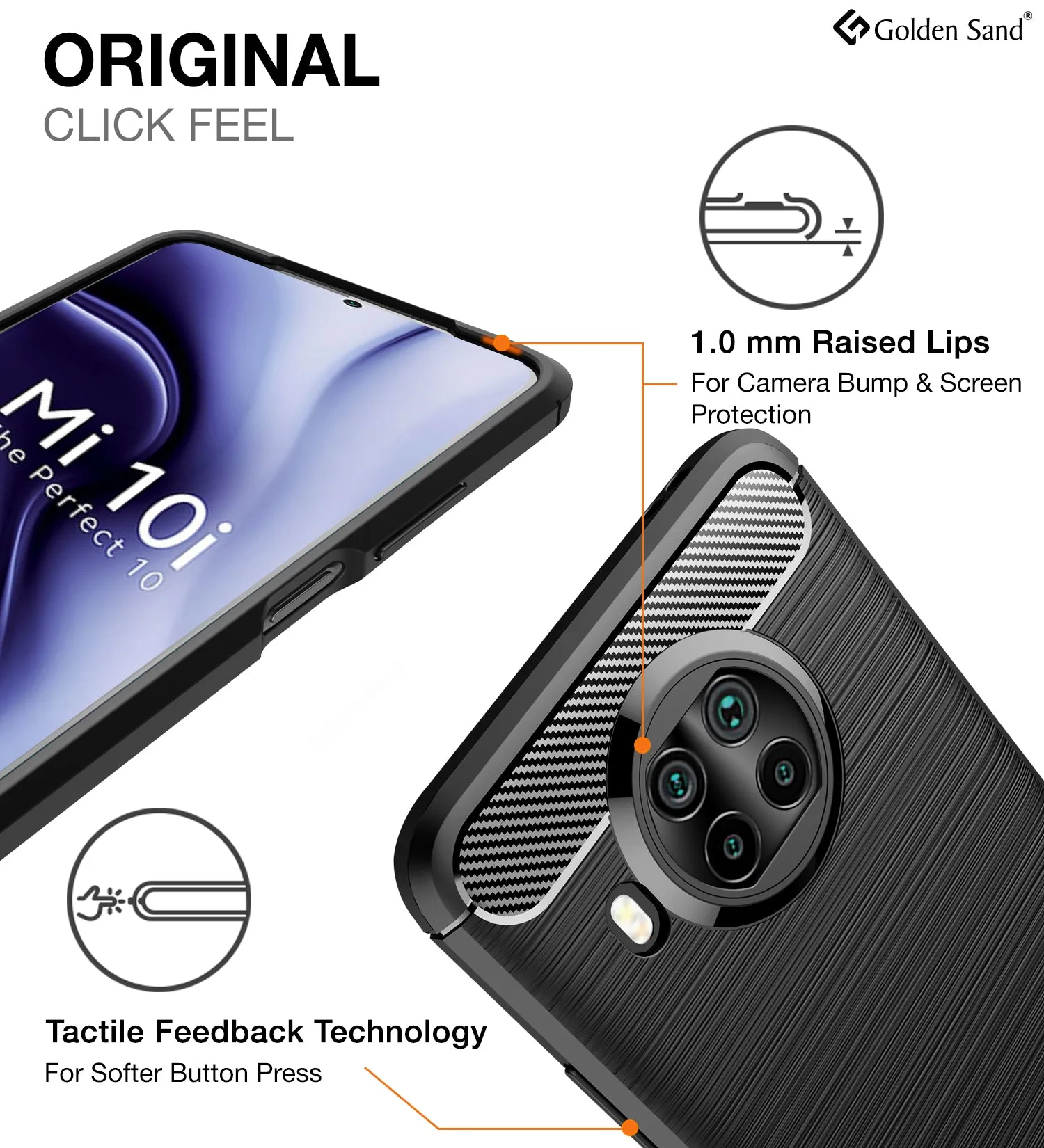 Carbon Fibre Series Shockproof Armor Back Cover for Mi 10i 5G, 6.67 inch, Black