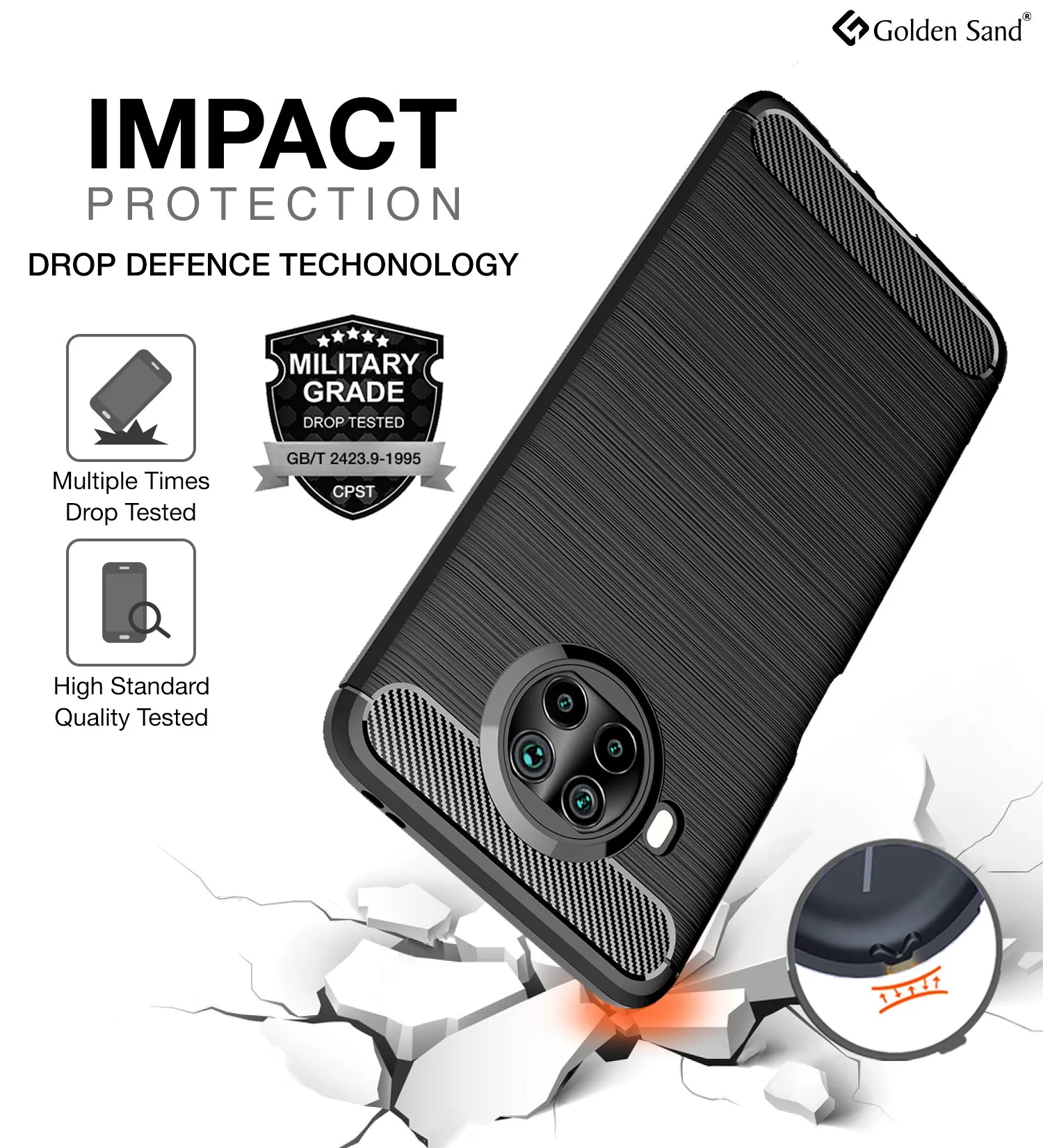 Carbon Fibre Series Shockproof Armor Back Cover for Mi 10i 5G, 6.67 inch, Black