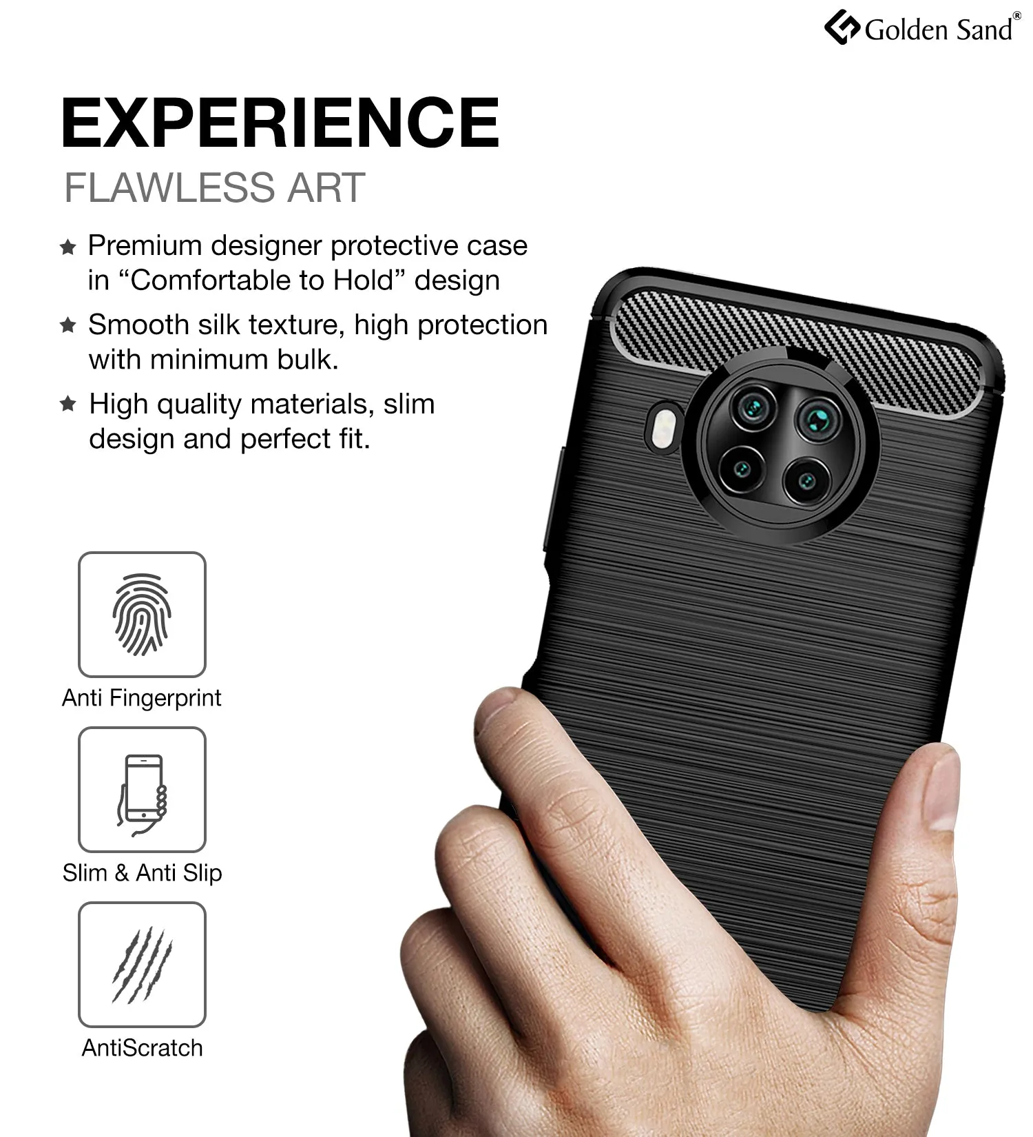 Carbon Fibre Series Shockproof Armor Back Cover for Mi 10i 5G, 6.67 inch, Black