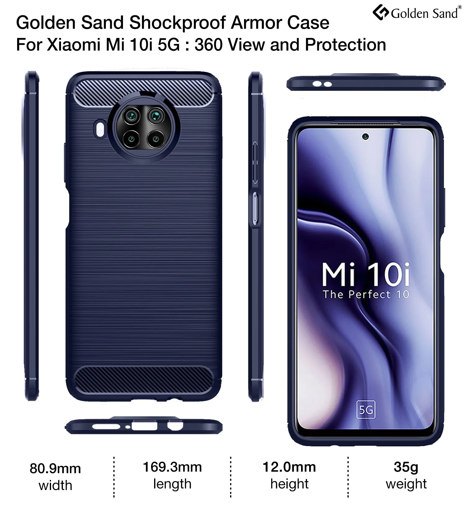 Carbon Fibre Series Shockproof Armor Back Cover for Mi 10i 5G, 6.67 inch, Blue