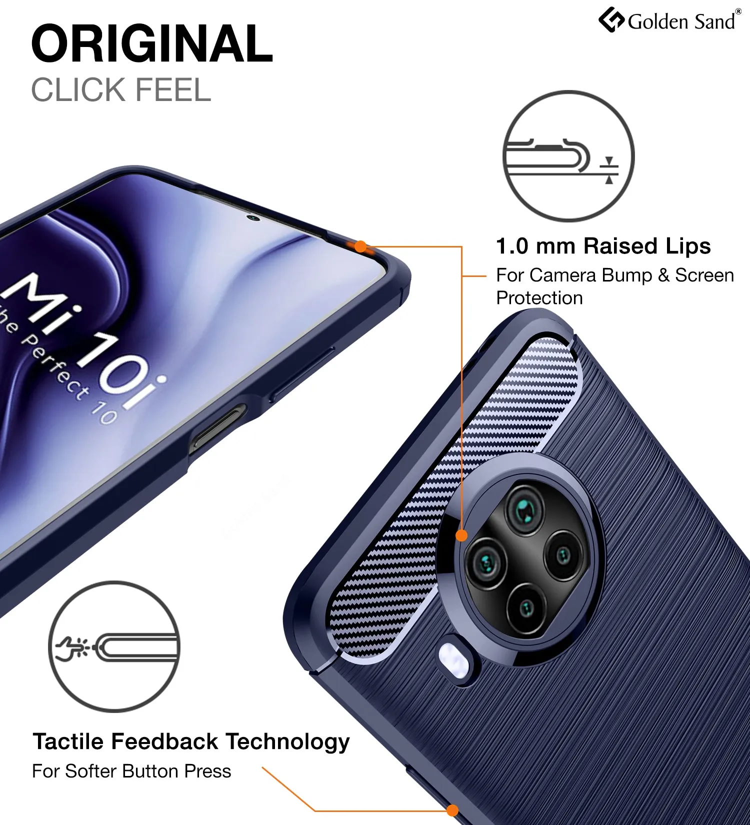 Carbon Fibre Series Shockproof Armor Back Cover for Mi 10i 5G, 6.67 inch, Blue