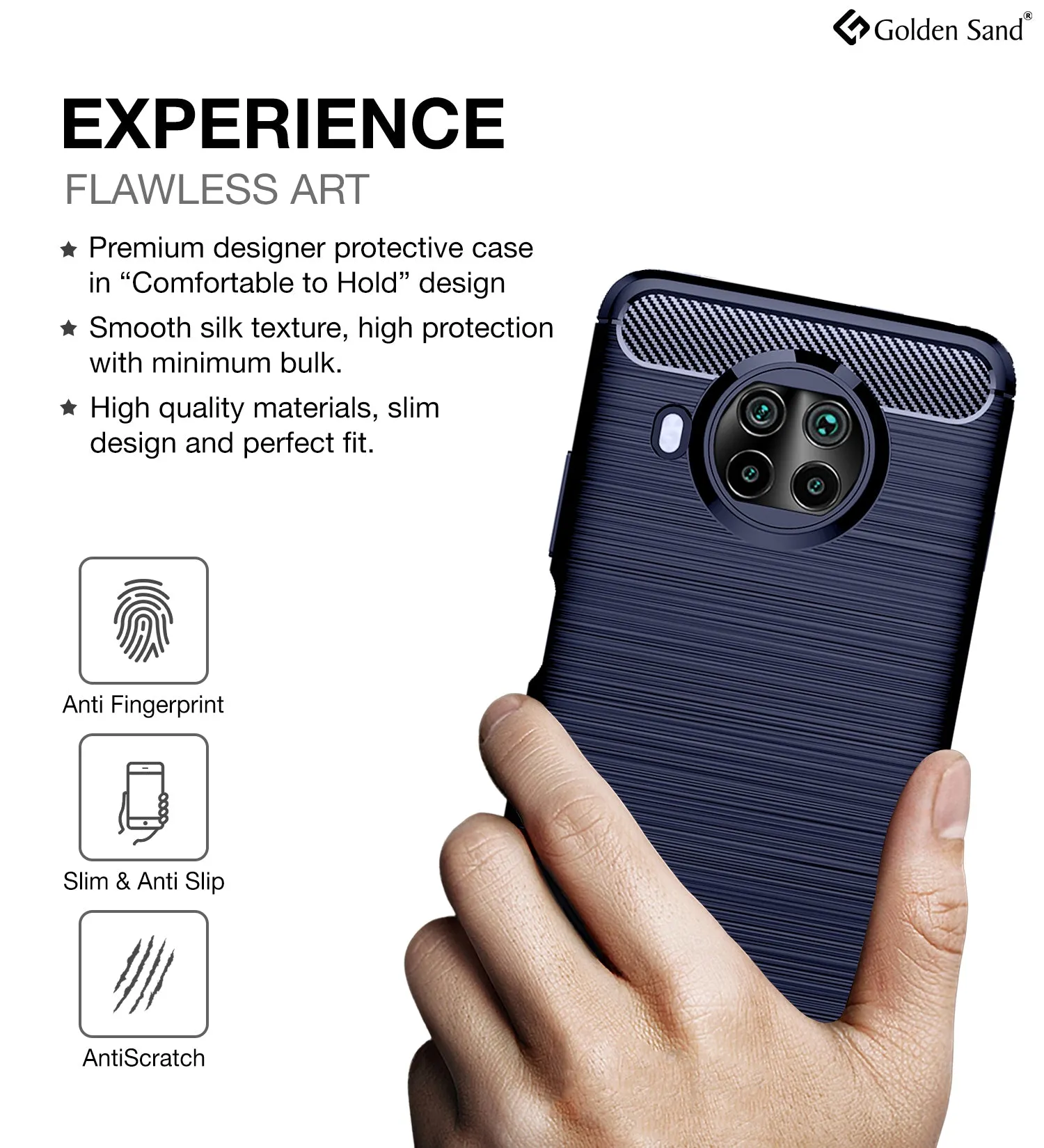 Carbon Fibre Series Shockproof Armor Back Cover for Mi 10i 5G, 6.67 inch, Blue