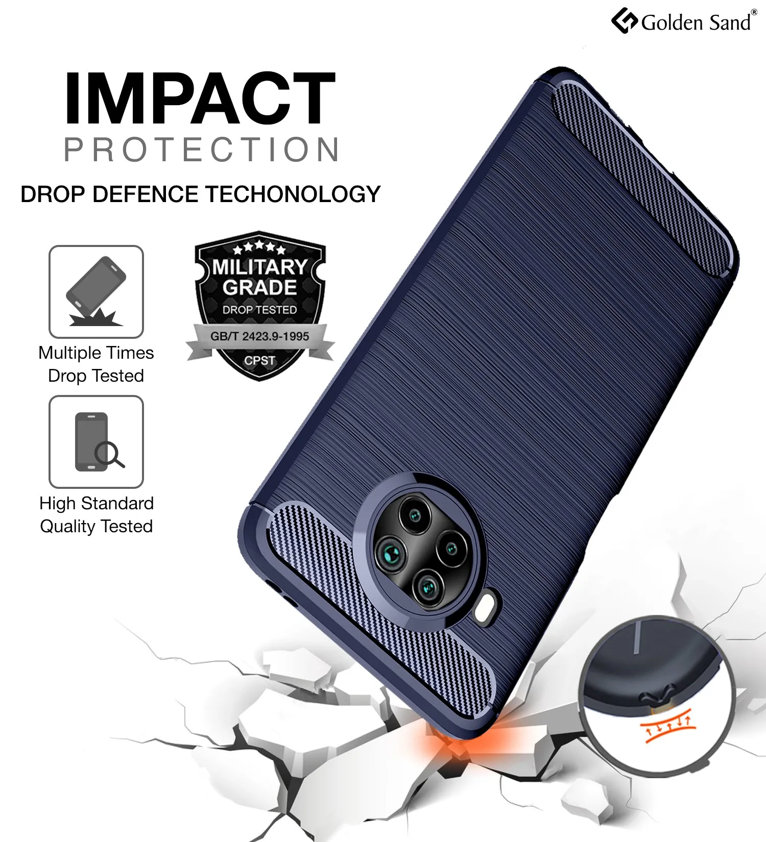 Carbon Fibre Series Shockproof Armor Back Cover for Mi 10i 5G, 6.67 inch, Blue