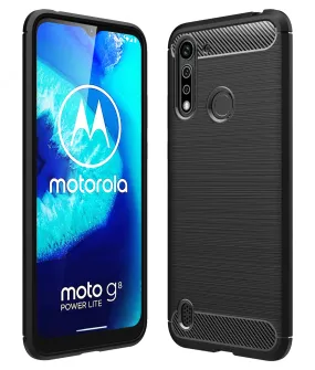 Carbon Fibre Series Shockproof Armor Back Cover for Moto G8 Power Lite 6.5 inch, Black