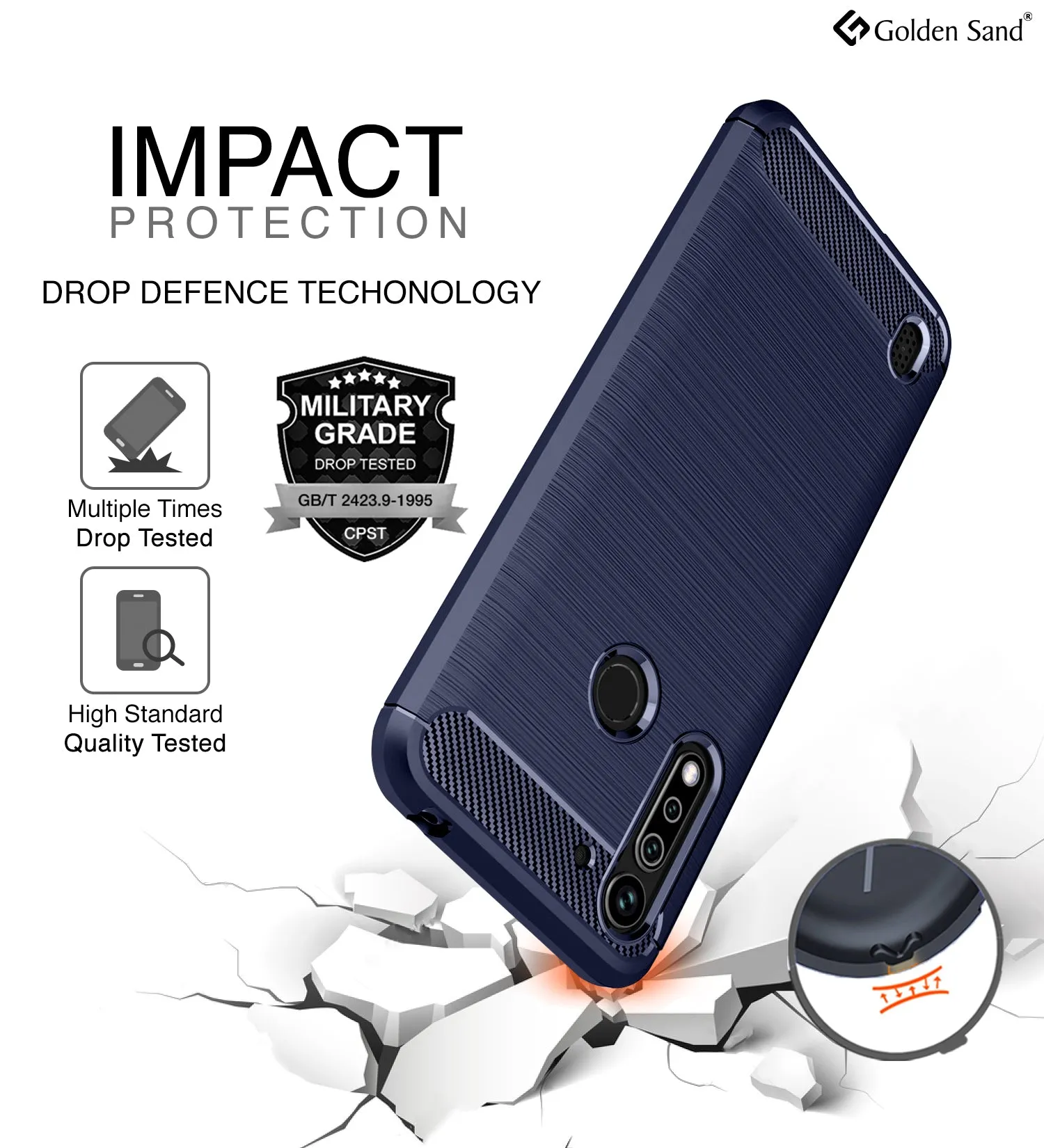 Carbon Fibre Series Shockproof Armor Back Cover for Moto G8 Power Lite 6.5 inch, Blue