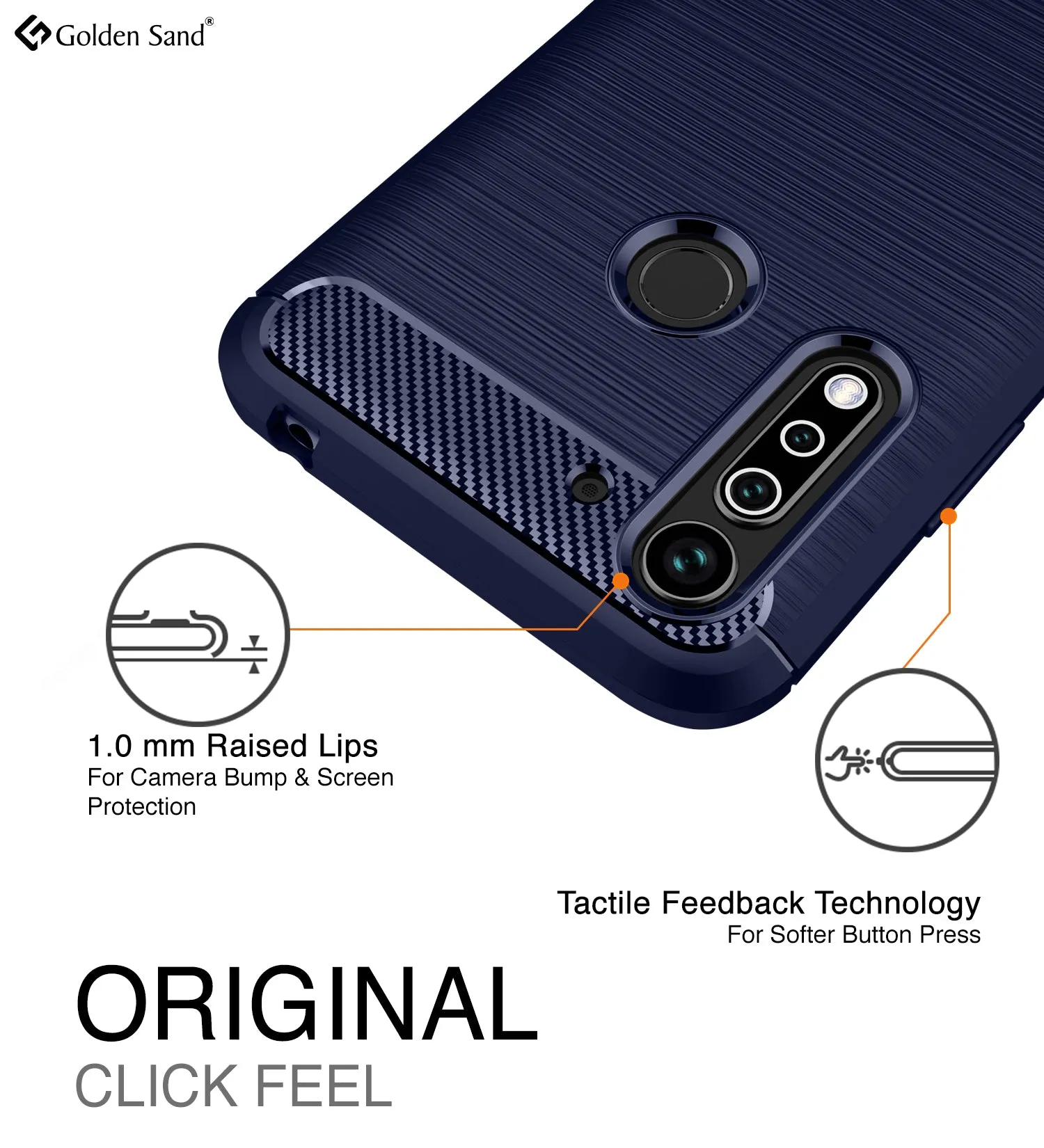 Carbon Fibre Series Shockproof Armor Back Cover for Moto G8 Power Lite 6.5 inch, Blue