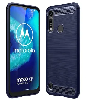 Carbon Fibre Series Shockproof Armor Back Cover for Moto G8 Power Lite 6.5 inch, Blue