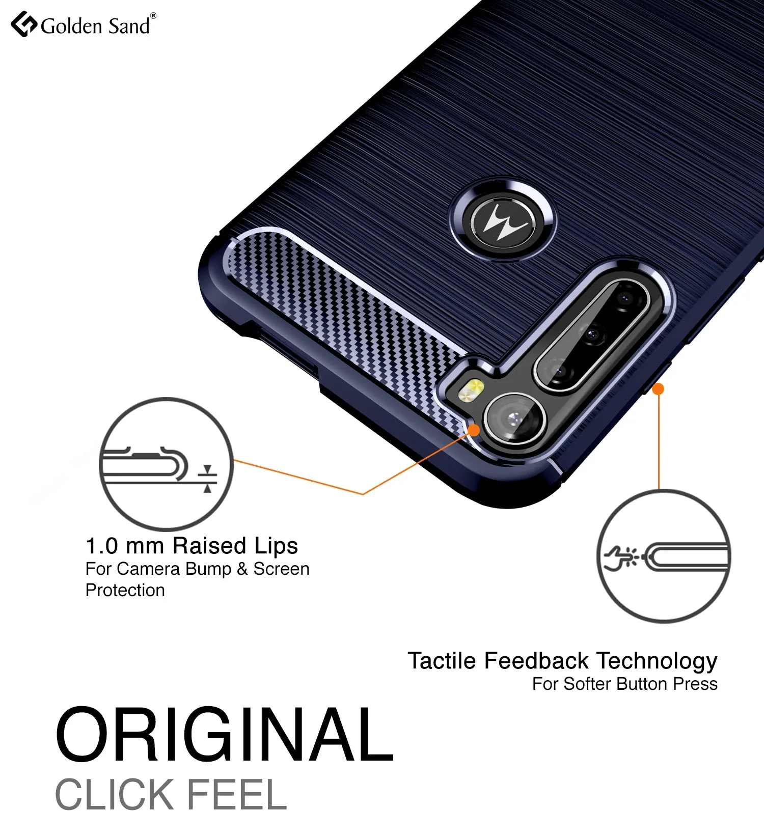Carbon Fibre Series Shockproof Armor Back Cover for Moto One Fusion Plus 6.5 inch, Blue