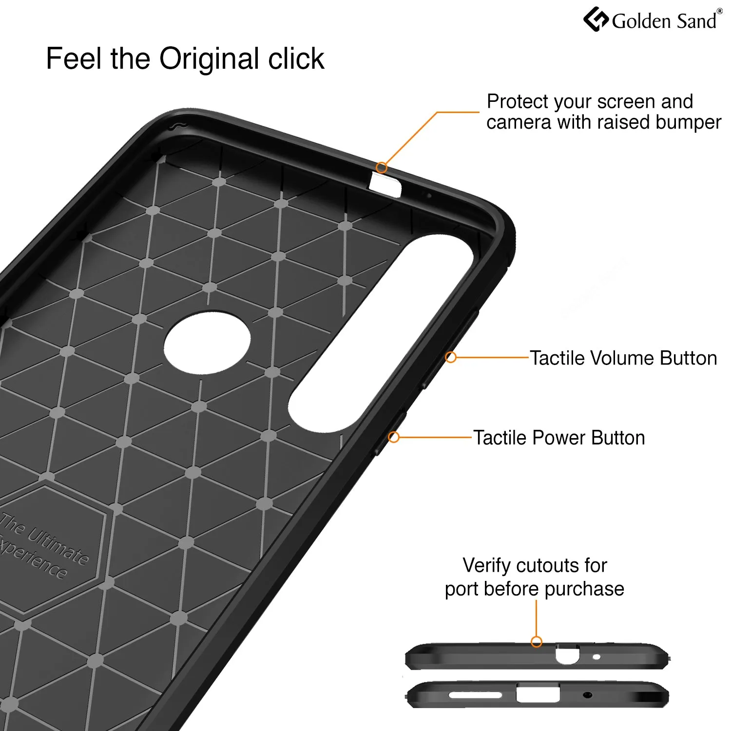 Carbon Fibre Series Shockproof Armor Back Cover for Moto One Macro 6.2 inch, Black