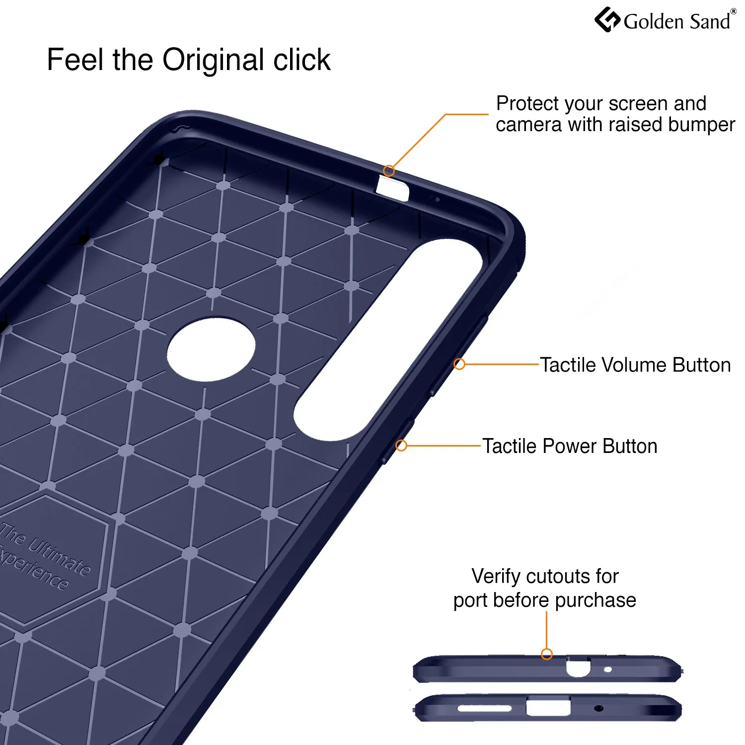 Carbon Fibre Series Shockproof Armor Back Cover for Moto One Macro 6.2 inch, Blue