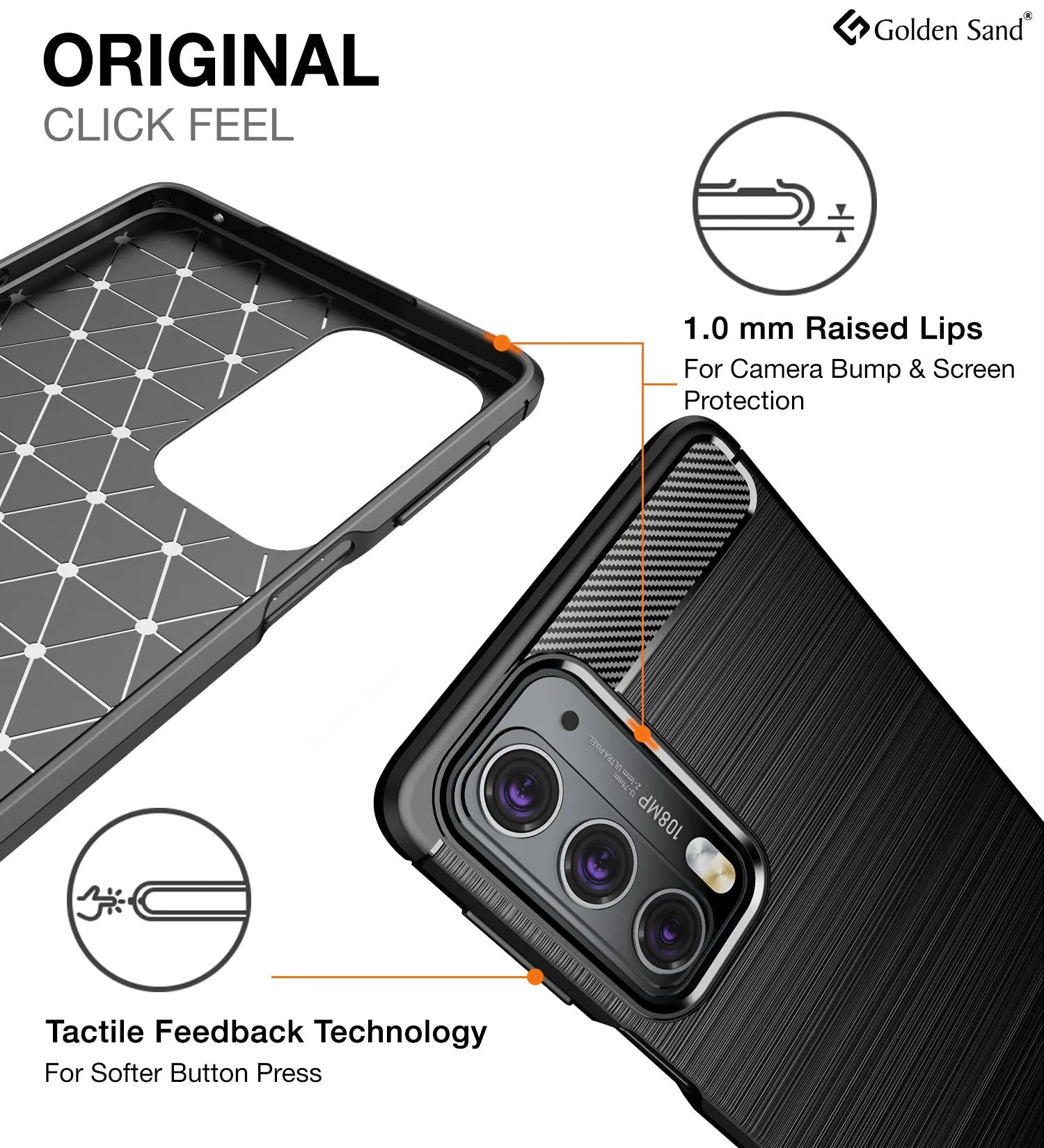 Carbon Fibre Series Shockproof Armor Back Cover for Motorola Edge 20, 6.7 inch, Black