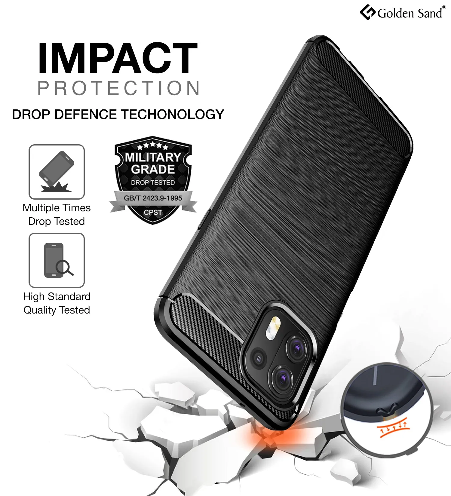 Carbon Fibre Series Shockproof Armor Back Cover for Motorola Edge 20 Fusion, 6.67 inch, Black
