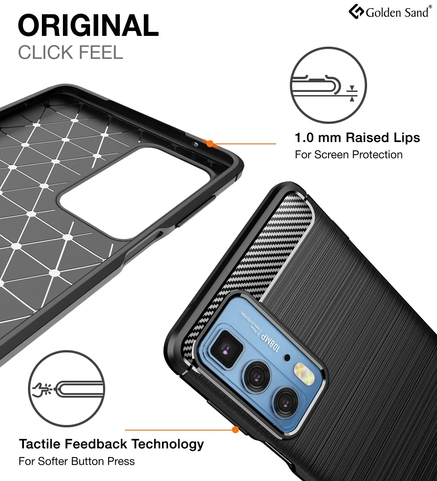 Carbon Fibre Series Shockproof Armor Back Cover for Motorola Edge 20 Pro, 6.7 inch, Black