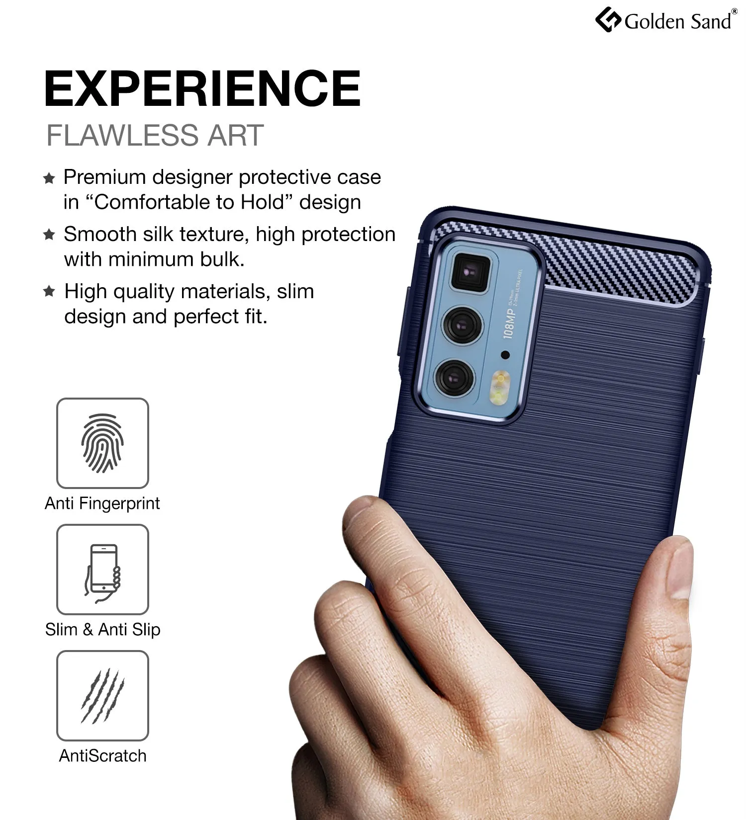 Carbon Fibre Series Shockproof Armor Back Cover for Motorola Edge 20 Pro, 6.7 inch, Blue