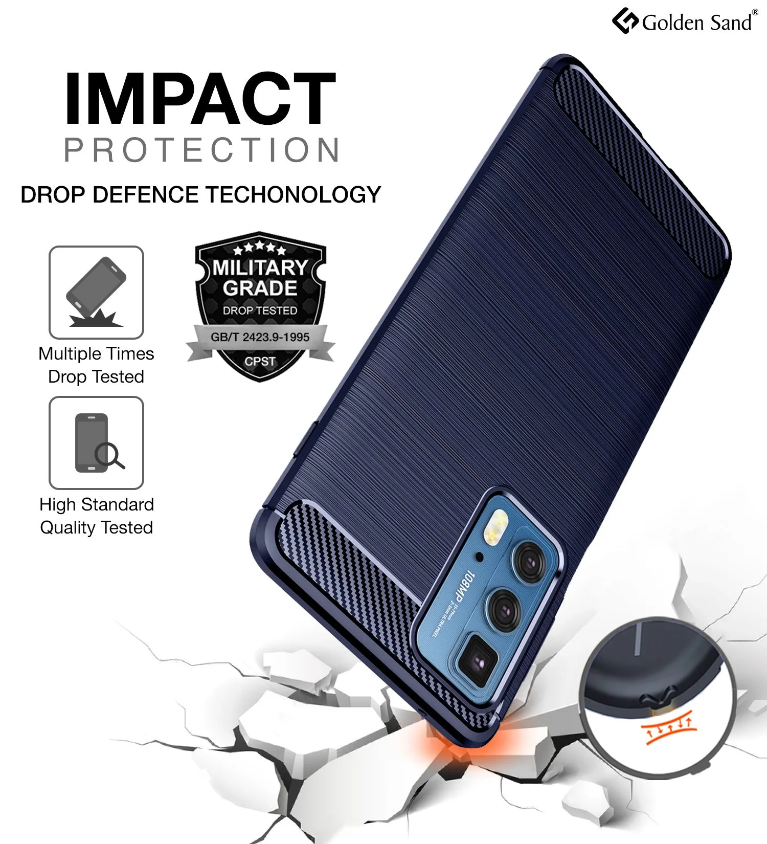 Carbon Fibre Series Shockproof Armor Back Cover for Motorola Edge 20 Pro, 6.7 inch, Blue