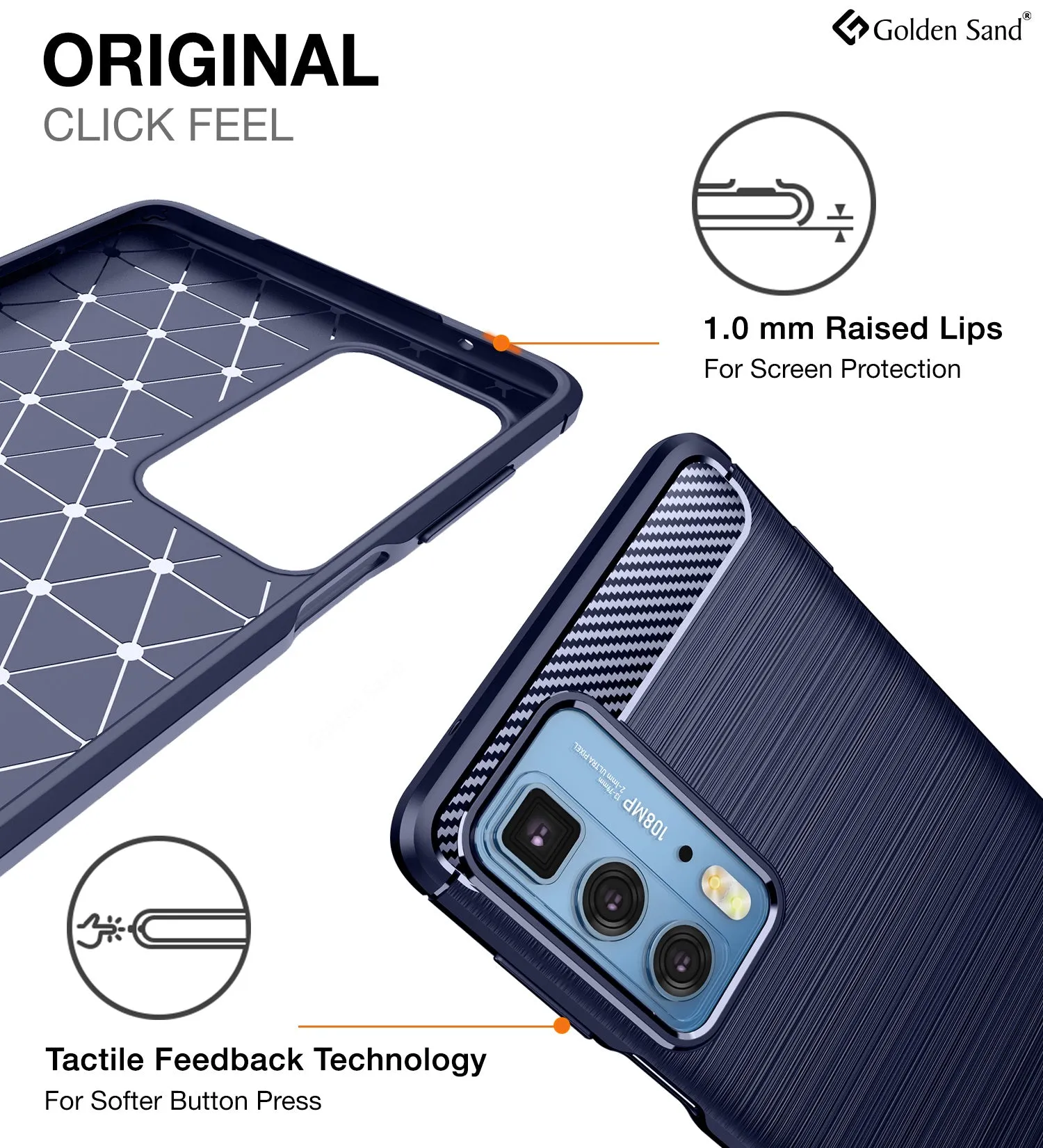 Carbon Fibre Series Shockproof Armor Back Cover for Motorola Edge 20 Pro, 6.7 inch, Blue